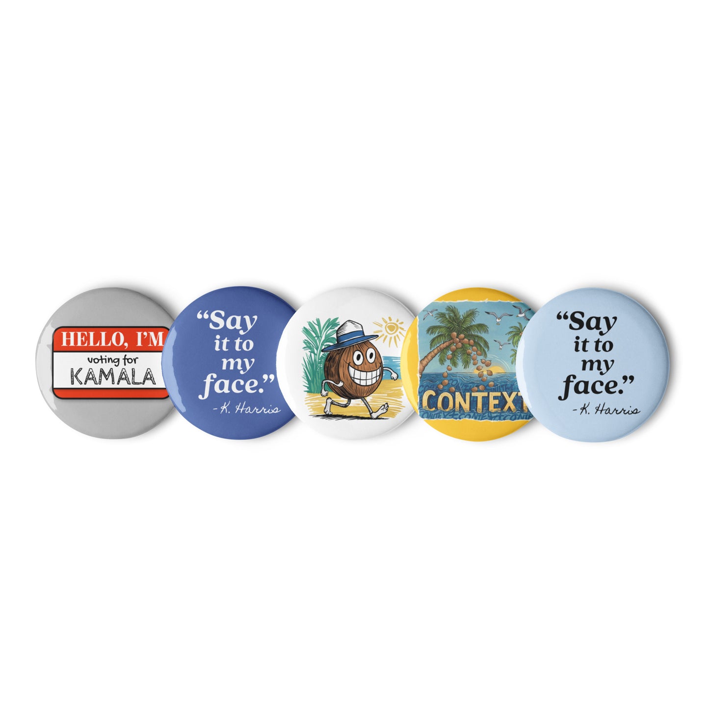 Set of 5 Kamala Pin Buttons