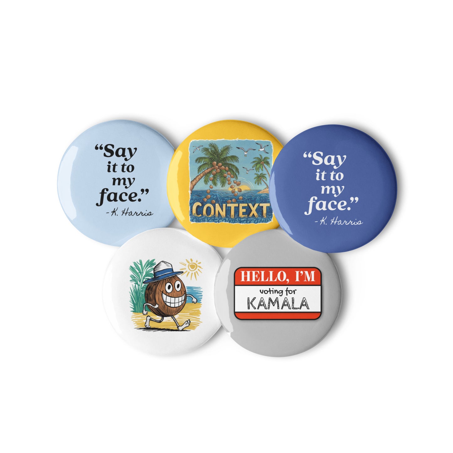 Set of 5 Kamala Pin Buttons