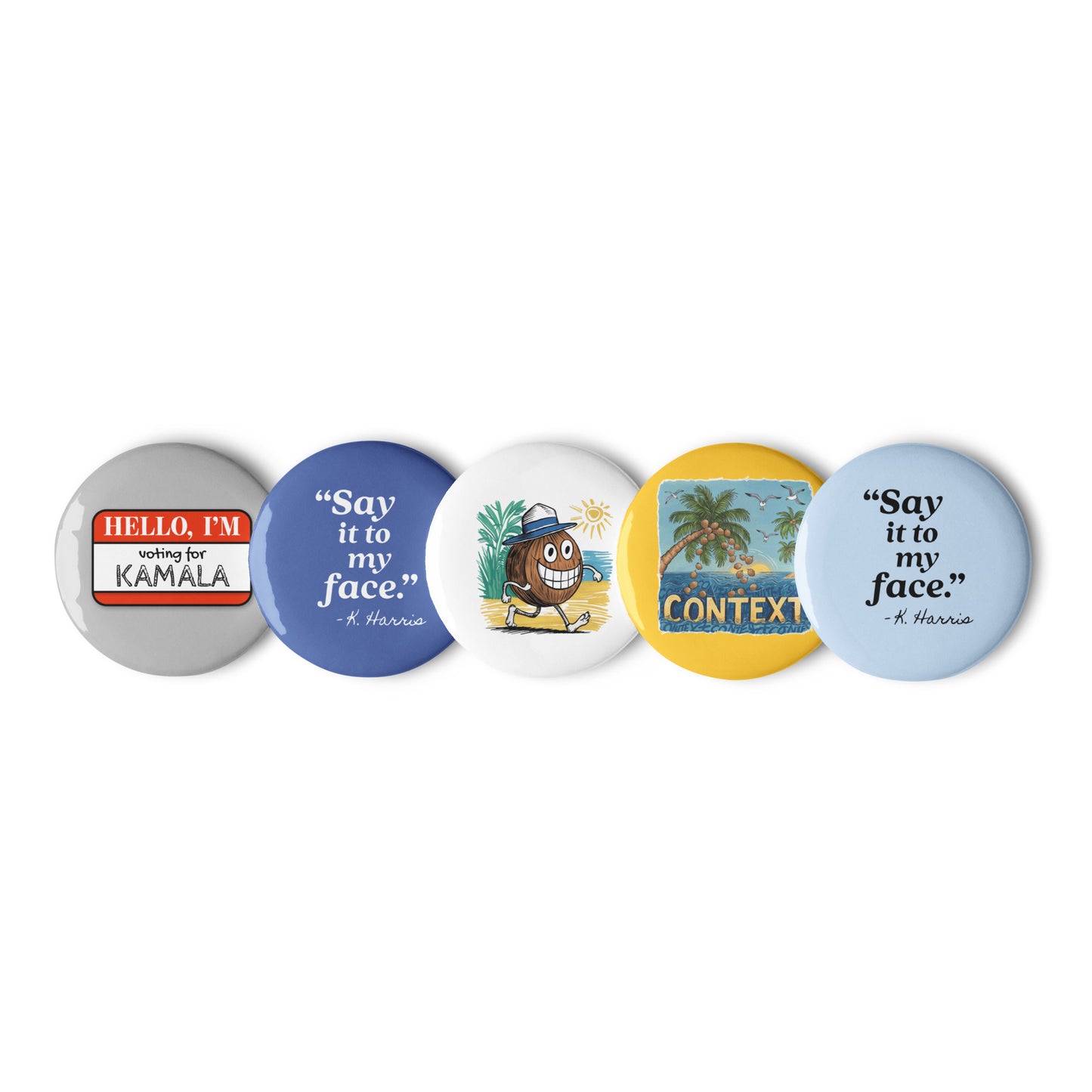 Set of 5 Kamala Pin Buttons